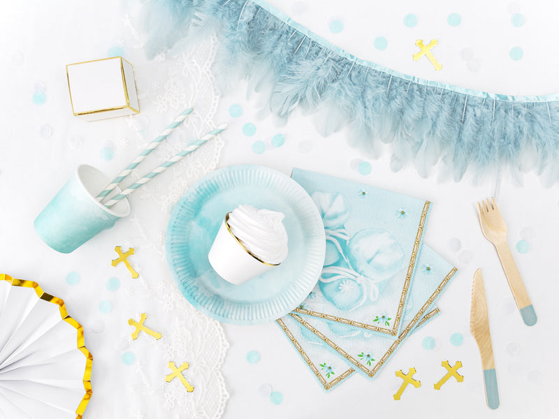 Party Deco - Feather garland, light misty blue, lenght 1m - תמונה 3