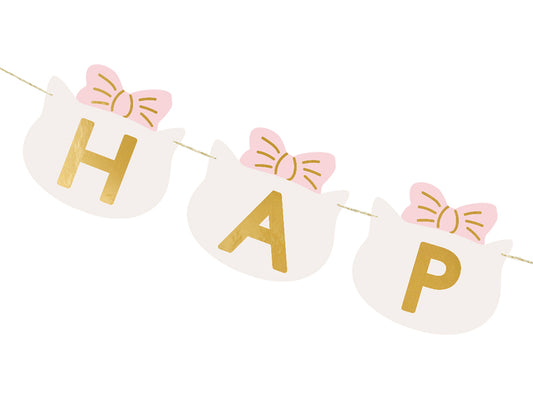 Party Deco - שלט Happy Birthday Cats, 2.8 m, mix - תמונה 2