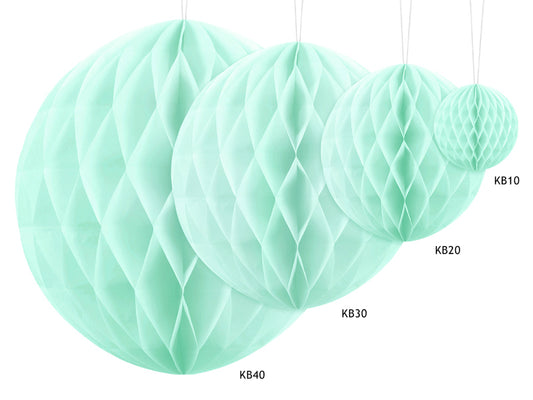 Party Deco - Honeycomb Ball, light mint, 20cm - תמונה 2