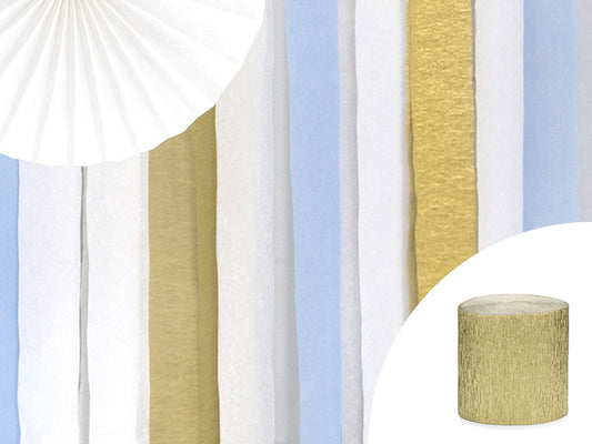 Party Deco - Crepe streamer, 5cm/10m, gold: 1pkt/4pc. - תמונה 2