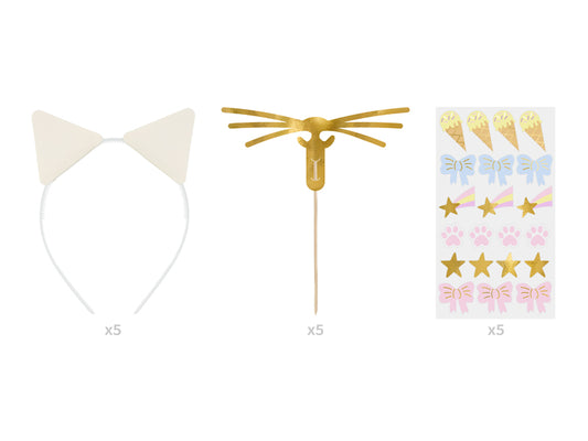 Party Deco - קשת ראש and Mustache Set with Stickers: 1pkt/5pc. - תמונה 2