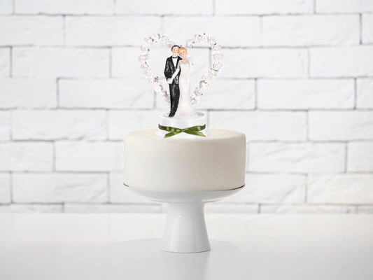 Party Deco - טופר לעוגת חתונה Newly-weds לבן 16 ס"מ - תמונה 2