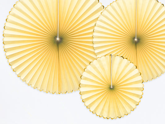 Party Deco - Decorative Rosettes Yummy, light yellow: 1pkt/3pc. - תמונה 2