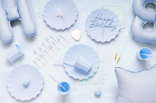 Party Deco - Ruffled napkins, 33x33 cm, misty blue: 1pkt/12pc. - תמונה 2