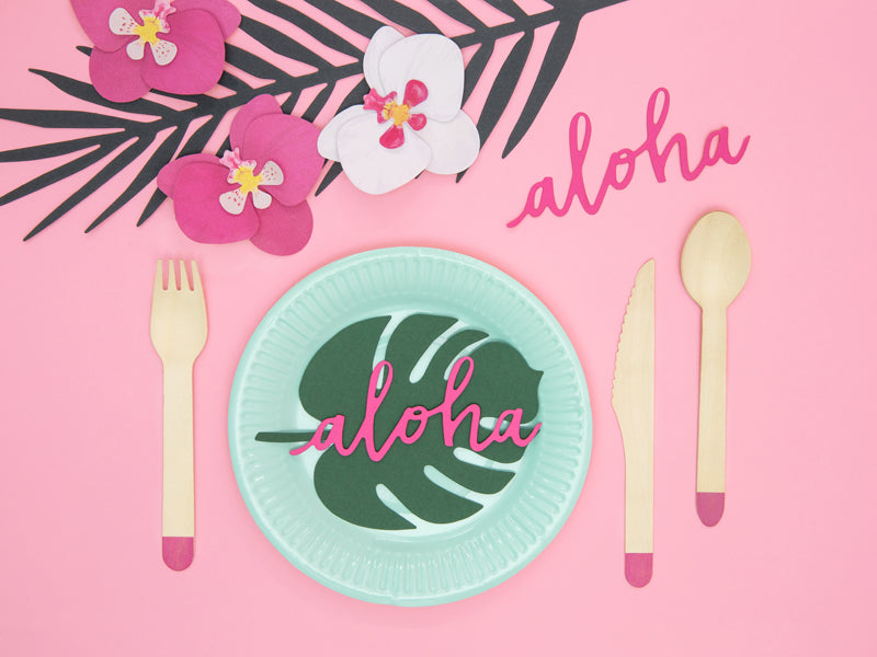 Party Deco - כרטיסי מקום Aloha - Monstera: 1pkt/6pc. - תמונה 6