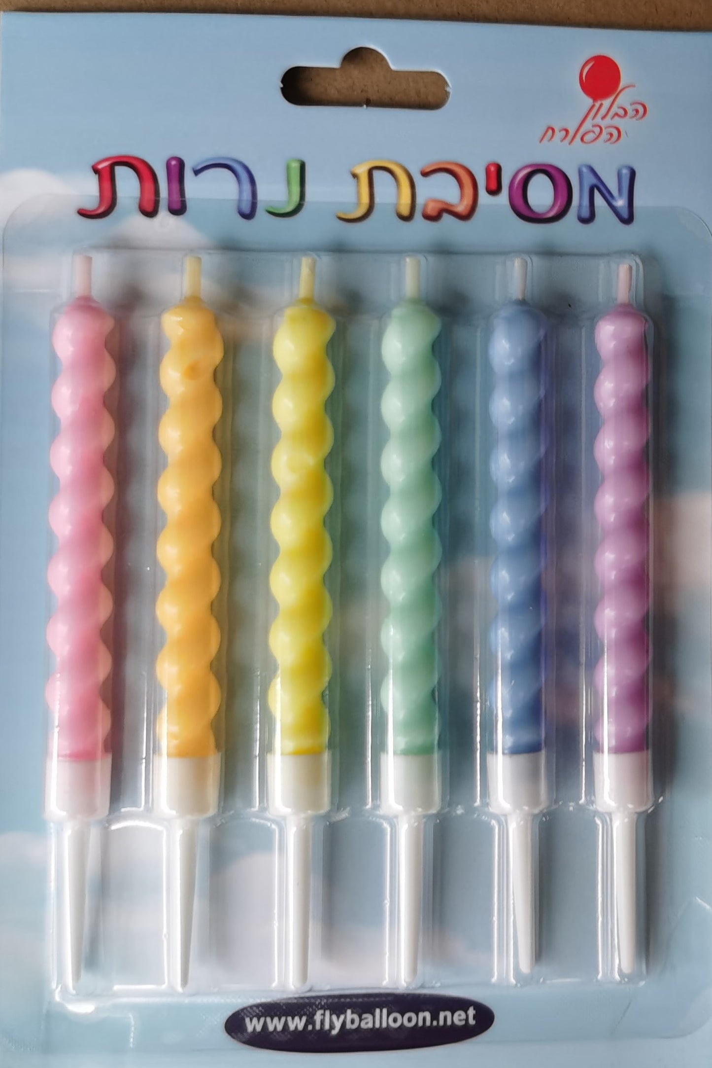 6 נר מסולסל צבעי מקרון