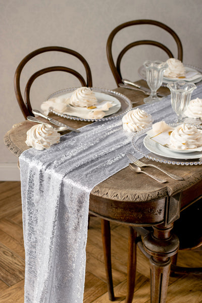 Party Deco - ראנר שולחן עם פייטים silver, 0.3 x 5 m - תמונה 2