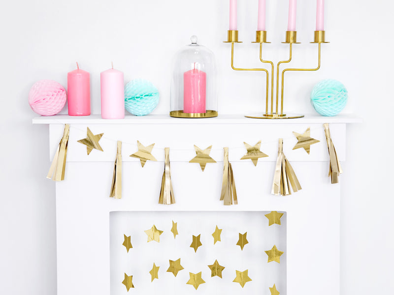 Party Deco - שרשרת נייר Stars, gold, 1.3m - תמונה 4
