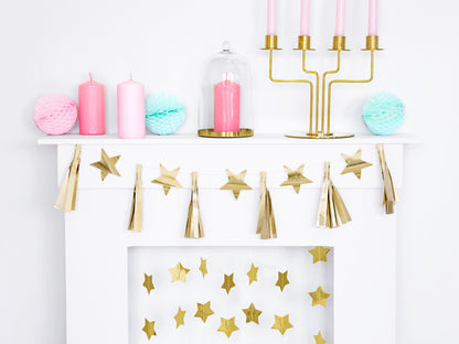 Party Deco - שרשרת נייר Stars, gold, 1.3m - תמונה 4