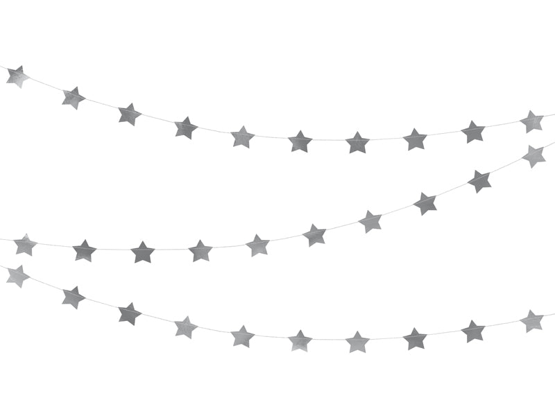 Party Deco - שרשרת Stars, silver, 3.6m
