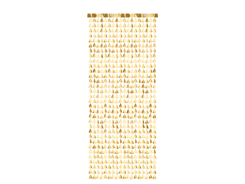Party Deco - וילון מסיבה - Christmas trees, gold, 100x245cm