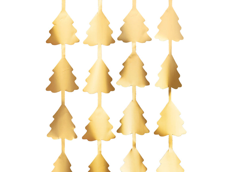 Party Deco - וילון מסיבה - Christmas trees, gold, 100x245cm - תמונה 2