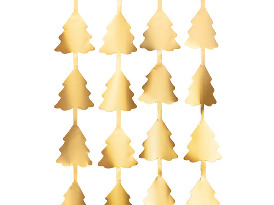Party Deco - וילון מסיבה - Christmas trees, gold, 100x245cm - תמונה 2