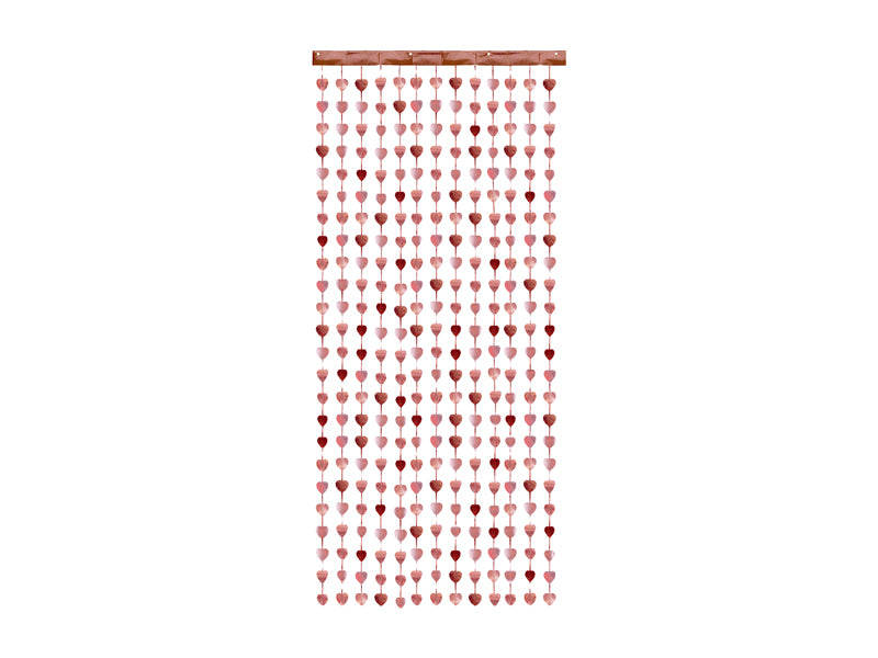 Party Deco - וילון מסיבה - Hearts, rose gold, 100x245cm