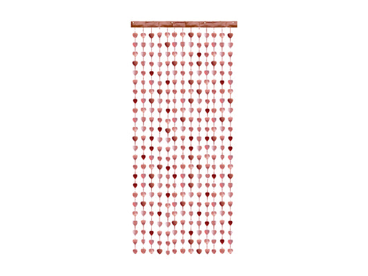 Party Deco - וילון מסיבה - Hearts, rose gold, 100x245cm
