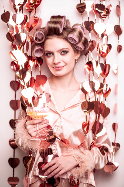 Party Deco - וילון מסיבה - Hearts, rose gold, 100x245cm - תמונה 2