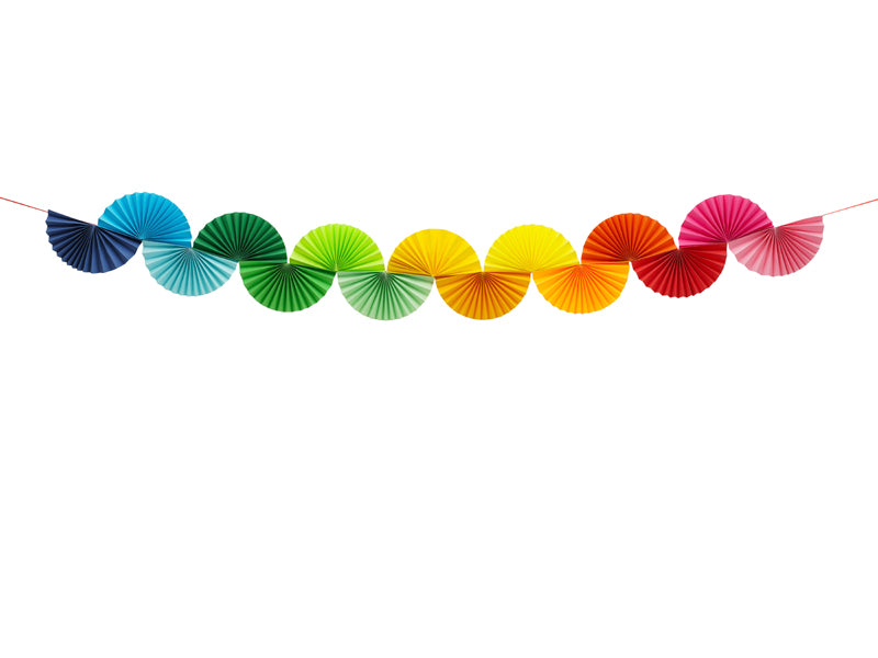 Party Deco - שרשרת נייר Rainbow Fans, 2.5m, mix