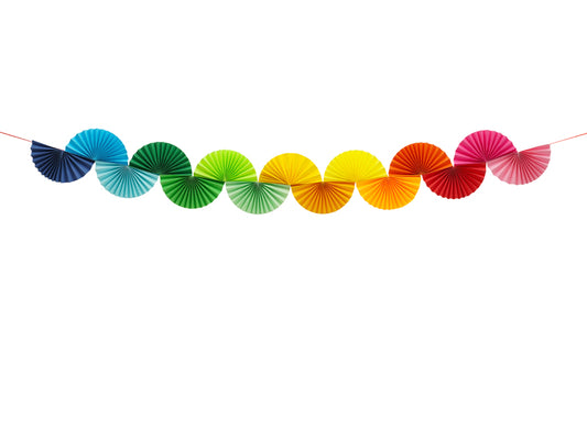 Party Deco - שרשרת נייר Rainbow Fans, 2.5m, mix
