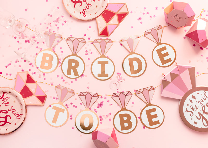 Party Deco - שלט Rings ''Bride to be'', mix, 2.5 m - תמונה 3