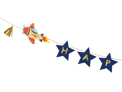 Party Deco - שלט Happy Birthday Airplanes, 2.5 m, mix - תמונה 2