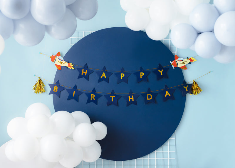 Party Deco - שלט Happy Birthday Airplanes, 2.5 m, mix - תמונה 3