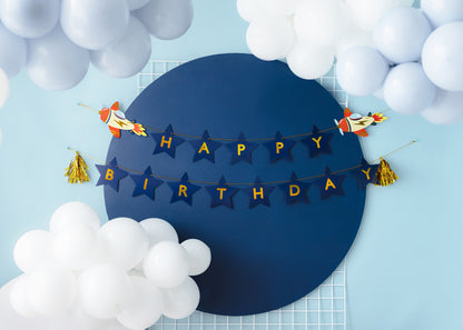 Party Deco - שלט Happy Birthday Airplanes, 2.5 m, mix - תמונה 3