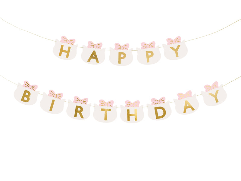 Party Deco - שלט Happy Birthday Cats, 2.8 m, mix