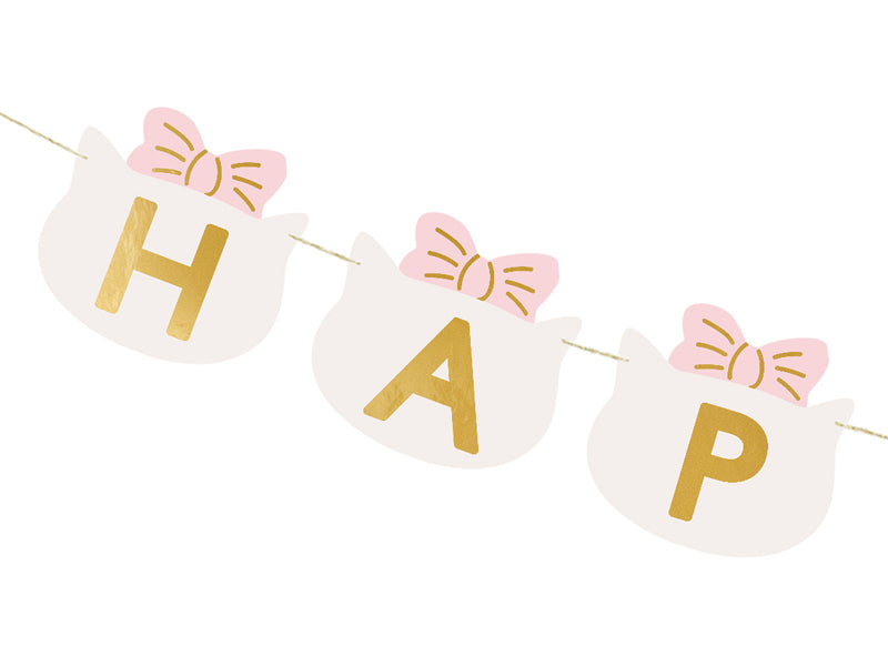 Party Deco - שלט Happy Birthday Cats, 2.8 m, mix - תמונה 2