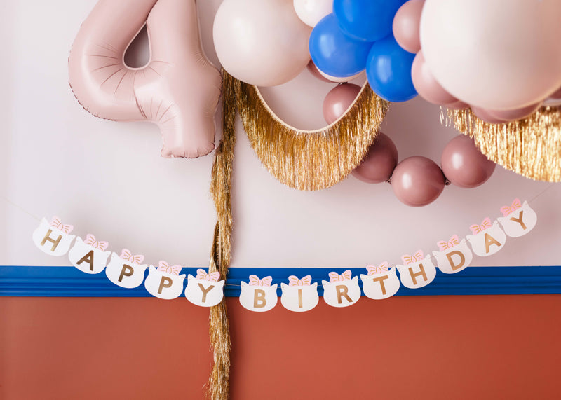 Party Deco - שלט Happy Birthday Cats, 2.8 m, mix - תמונה 3