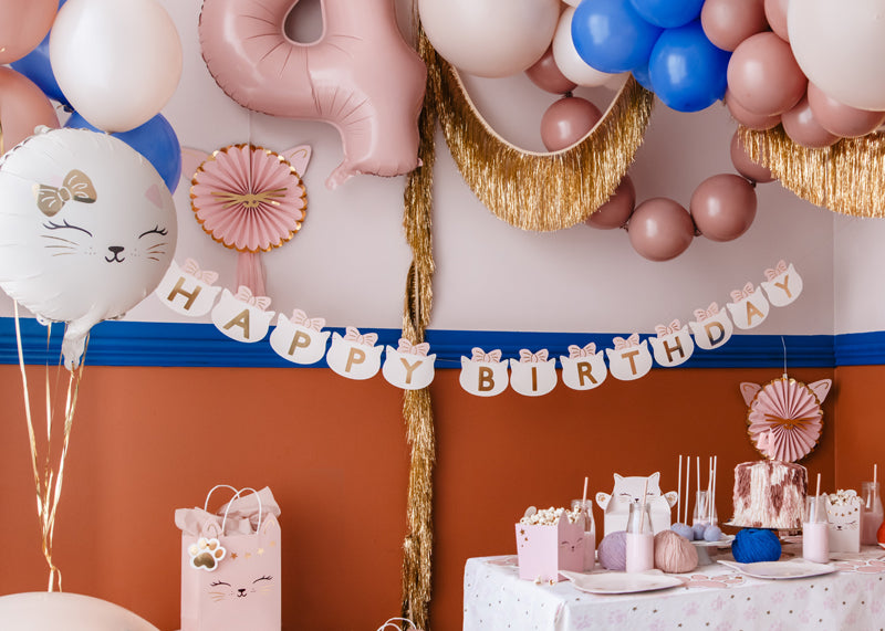 Party Deco - שלט Happy Birthday Cats, 2.8 m, mix - תמונה 4