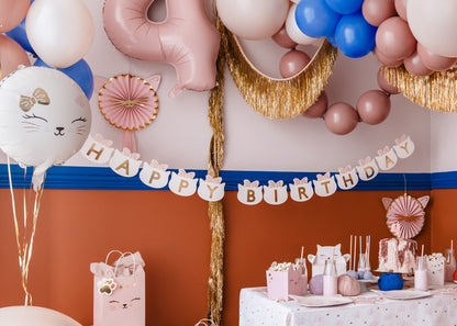 Party Deco - שלט Happy Birthday Cats, 2.8 m, mix - תמונה 4