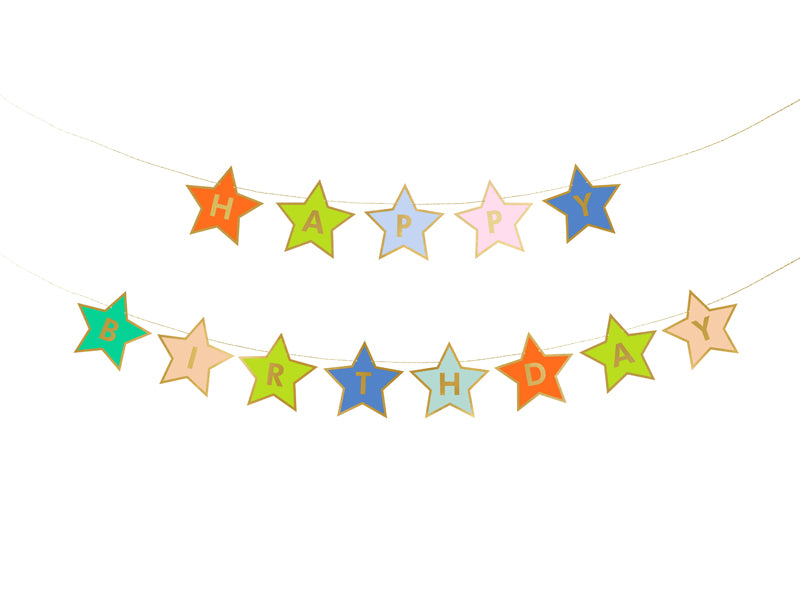Party Deco - שלט Happy Birthday, mix, 260x16.5 cm