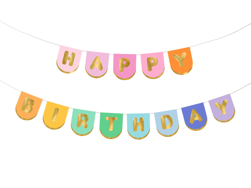 Party Deco - שלט Happy Birthday, mix, 163x12 cm