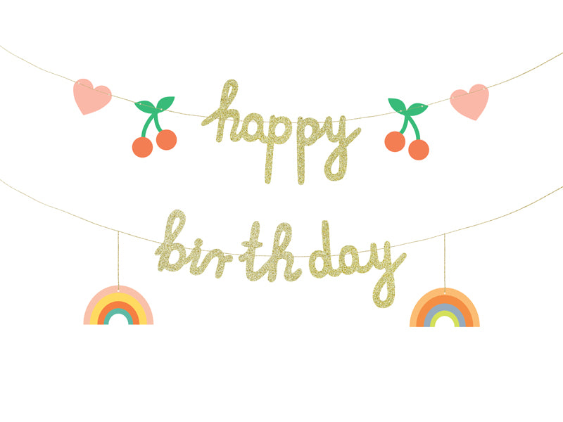 Party Deco - שלט Happy Birthday, mix, 100x18 cm