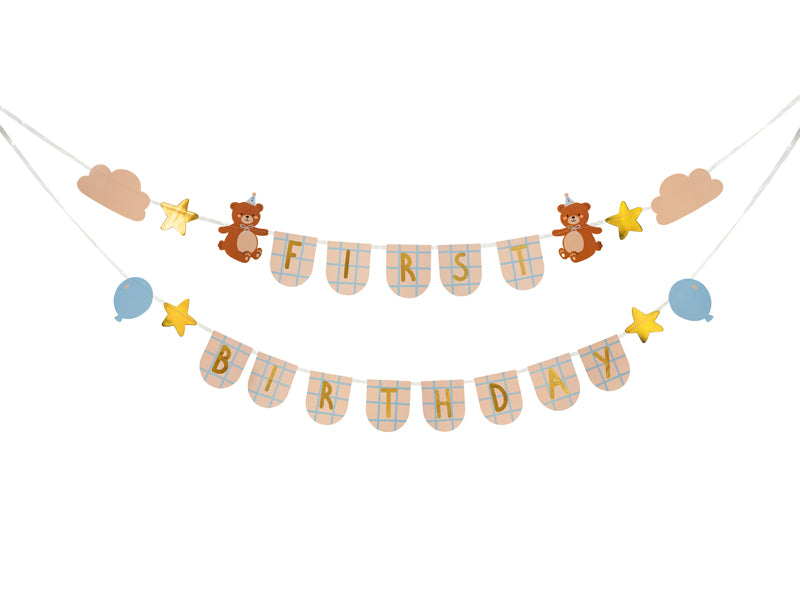 Party Deco - First Birthday שלט with Bears, 2.55 m
