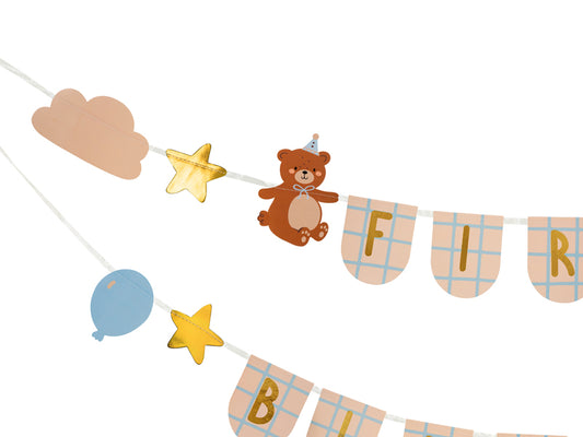 Party Deco - First Birthday שלט with Bears, 2.55 m - תמונה 2