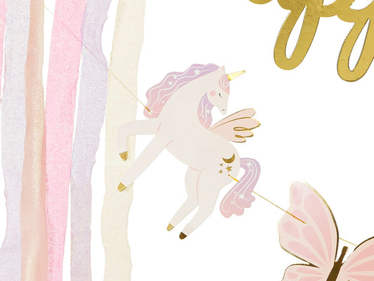 Party Deco - שלט Happy Birthday Unicorns, 230x17.5 cm, mix - תמונה 2