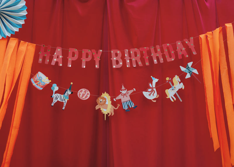 Party Deco - Happy Birthday Circus Banner, 275 cm, mix - תמונה 2