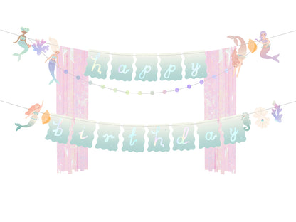 Party Deco - שלט Happy Birthday Mermaid, 130x100cm, mix