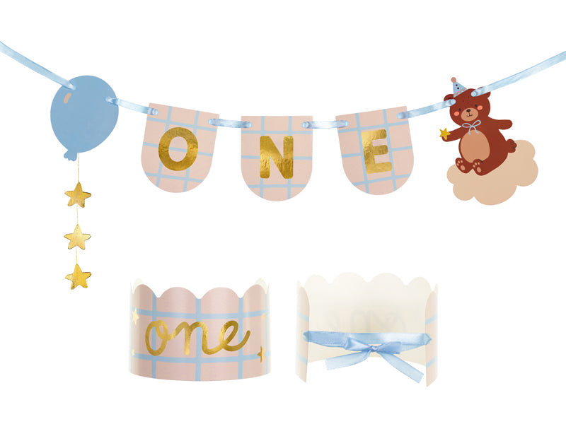 Party Deco - Chair שלט and crown Teddy Bear, 50x20.5 cm, mix