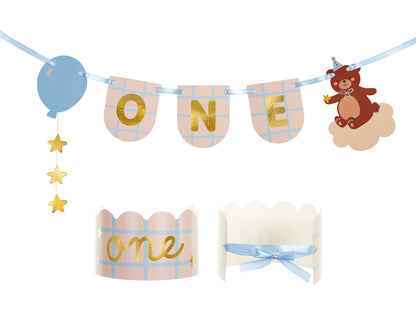 Party Deco - Chair שלט and crown Teddy Bear, 50x20.5 cm, mix