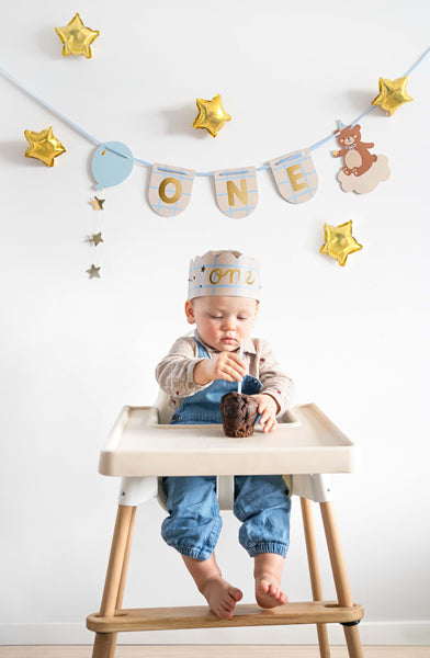 Party Deco - Chair שלט and crown Teddy Bear, 50x20.5 cm, mix - תמונה 2