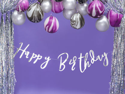 Party Deco - שלט Happy Birthday, silver, 16.5x62cm - תמונה 5