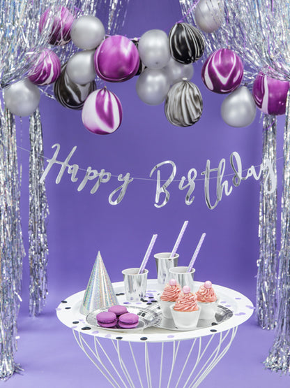 Party Deco - שלט Happy Birthday, silver, 16.5x62cm - תמונה 6