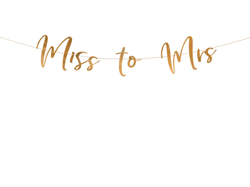 Party Deco - שלט Miss to Mrs, rose gold, 18x76cm
