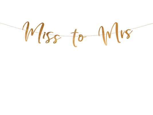 Party Deco - שלט Miss to Mrs, rose gold, 18x76cm