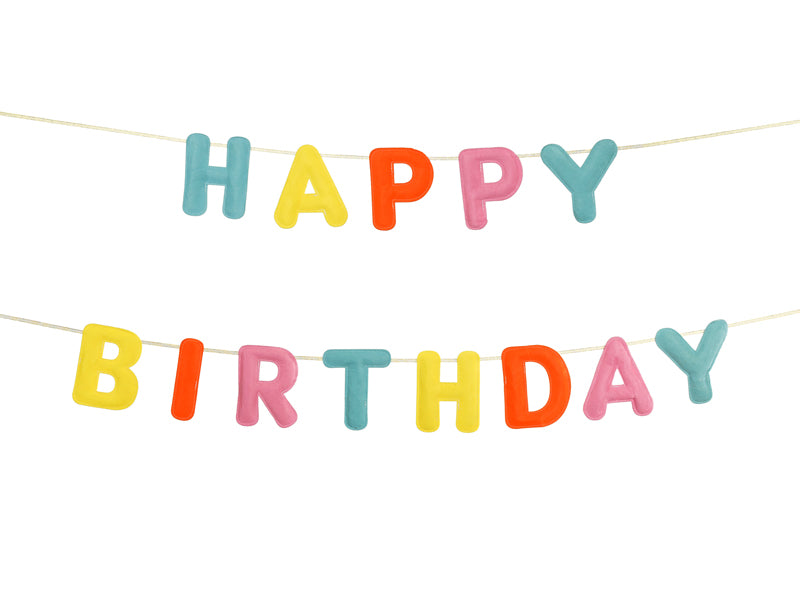 Party Deco - שלט פלטה Happy Birthday mix, 3m