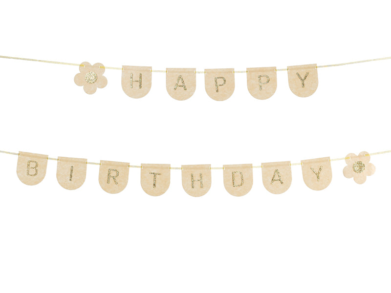 Party Deco - שלט פלטה Happy Birthday pink, 3m