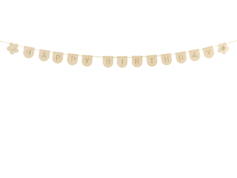 Party Deco - שלט פלטה Happy Birthday pink, 3m - תמונה 2