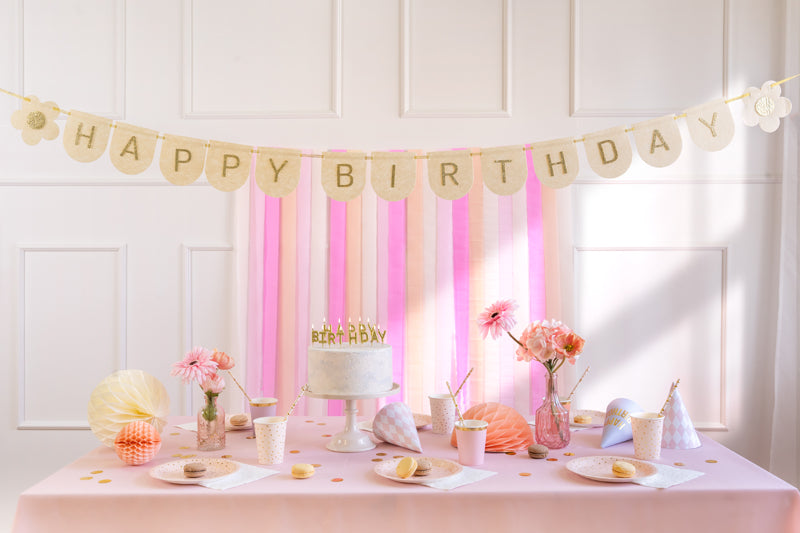 Party Deco - שלט פלטה Happy Birthday pink, 3m - תמונה 4